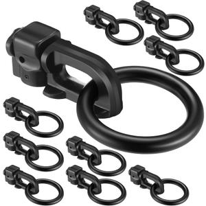 Yaocom 10 Pack L Track Double Stud Tie Down Fitting, L Track Tie Down, L-Track Accessories for Trucks, Rvs, Atvs, Van, Bearing 5000 Lbs Heavy Duty Steel, Black (O Ring)