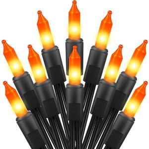 Orange Halloween Mini Lights, 50 Count 13 Feet Incandescent Bulb Mini String Lights, Connectable Halloween Lights for Haunted House Ghost Party Holiday Window Indoor Outdoor Decoration, Orange