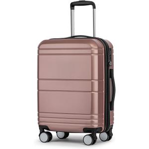 KYME Carry On Luggage 22x14x9 Airline Approved with TSA Lock Hard Shell Carry On Suitcase Lightweight Suitcases with Wheels Small Luggage for Men Women,Carry-On 20 Inch,Rose Gold