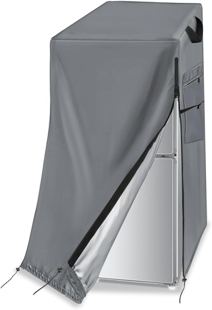 Refrigerator Cover, Waterproof & Dustproof Cover for Protecting Upright Freezers-Suitable for Cold Rooms,Grey (23"W x 23"D x 34"H)
