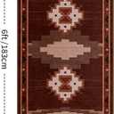 Western Hallway Runner Rug 2x6 Non-Slip, Washable Mid Century Modern Runner Rug, Southwestern Low Pile Entryway Rug for Kitchen, Bedroom, Laundry Room-Brown/Red
