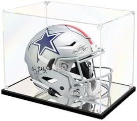 KOLIPI Mini Football Helmet Display Case Mirror Base, Acrylic Display Case for Mini Football Helmet, Self-Assembly (8.3x6.3x7.1 inch, 21x16x18 cm)