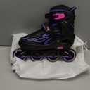 2PM SPORTS Vinal Girls Adjustable Flashing Inline Skates, All Wheels Light Up, Fun Illuminating Skates for Kids Men Adult Women and Boys (Large - Youth (4-7 US), Violet & Magenta)