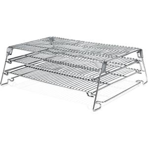 Jerky Racks for Barrel Style Pellet Grills, 21"W×17.2"L, 3 Tiered Foldable Sliding 830 in² Cooking Space Expansion Grate Accessory for Pit Boss, Traeger, Z Grill, Green Mountain and More Smoker Grills