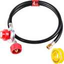 Propane Hose with Regulator,4ft Propane Regulator with Hose Rubber 0-20 PSI Adjustable Regulator for Portable Grills Heater Camping Stove