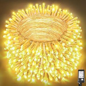800 LED Christmas Lights Outdoor Indoor, Warm White Christmas Lights 8 Modes Clear Wire Waterproof, Plug in Twinkle Fairy String Light for Xmas Tree Wedding Bedroom Decorations