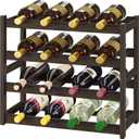 BAMEOS Bamboo Wine Rack Storage, 4 Tier Wine Racks Countertop, Wine Rack Freestanding Floor Wine Holder Cabinet for Kitchen, Bar, Pantry, Wine Cellar, Basement,Study (16.85 L x 9.25W x 17.24H)