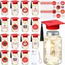 Boao 16 Sets Graduation Table Decoration Set with LED Light up Graduation Decorations for Class of 2026, Grad Jar, Felt Grad Hat and Stickers for High School College(Red,Vivid)