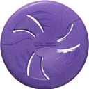 Indestructible Dog Flying Disc, Interactive Dog Flyer Toys, Soft Lightweight Catch and Fetch Toys for Medium Large Dogs, Floats in Water & Safe on Teeth, 9 inch (Large, Purple)