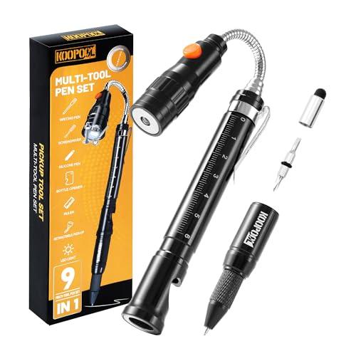Gifts for Men, Multitool Pen with Pen Screwdriver, Magnet Pickup Tool and Flashlight Pen Combo for Offices, Repair Shops and Various Scenarios (Black)
