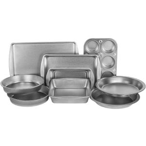 G&S Metal Products AZ999T EZ Baker Uncoated Steel Bakeware, 9-Piece, Gray