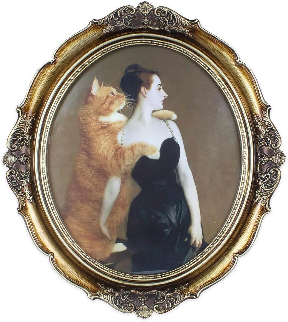 Vintage Oval Picture Frame 10x12 Inch, Bronze Gold Antique Old Photo Frames with Glass Front for Tabletop and Wall Hanging, Art Deco, Photo Gallery, Home Decor, Displays, Gift Ideas