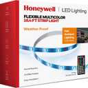 Honeywell 16.4ft Weatherproof 20-Color LED RGB Strip Light for Indoor and Outdoor Use, with Remote Control, Dimmable Lights, 4 Music Sync Modes, 8 Effects Modes