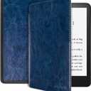 Miimall Compatible with Kindle Paperwhite 11th Generation 2021 Leather Case with Hand Strape Leather Cover Cases for Kindle Paperwhite 11th 2021 and Kindle 6.8 Inch Signature Edition 2021(Dark Blue)