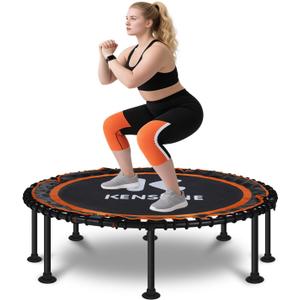 K KENSONE 48" Foldable Rebounder Trampoline for Adults with Bungee, 450/550 LBS Quiet Indoor Mini Trampoline for Adults Fitness, Gym Workout, Home Exercise
