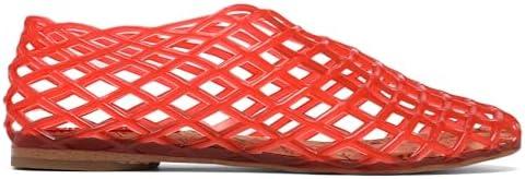 Red Jelly Mesh Ballet Flats for Women Adult Clear Hollow Jelly Sandals Beach Ballerina Jellies Shoes Size 8