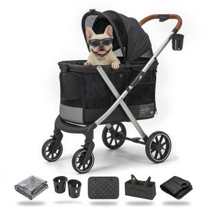 Pet Stroller for Large and Medium Dogs, One-Hand Foldable
