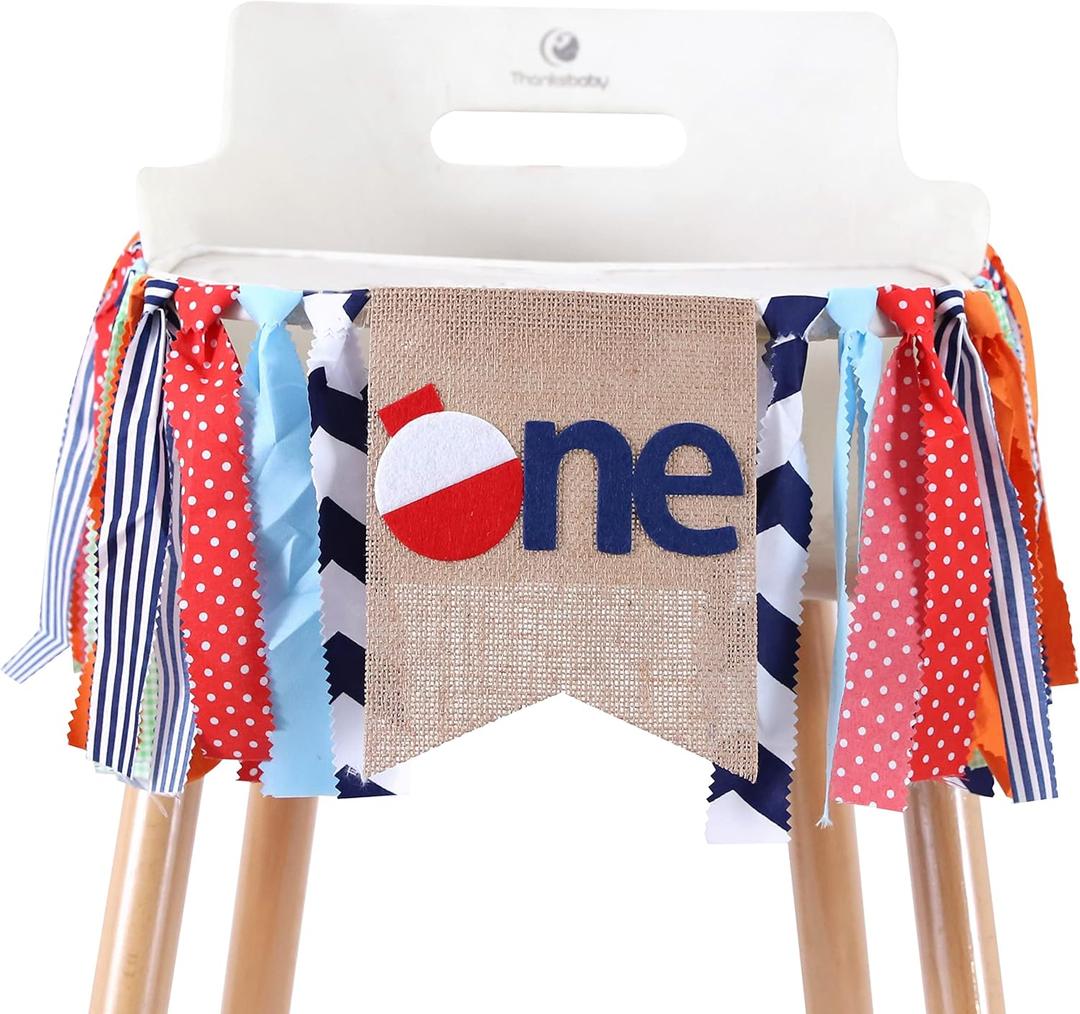 Ofishally One for 1st Birthday - First Birthday for Highchair Banner,The Big One Fishing Banner Birthday Decorations for Boy, Photo Booth Props for Party Supplies, Birthday Souvenir.
