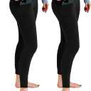 Leafigure 2 Pack Leggings with Pockets for Women, High Waisted Soft Leggings for Yoga Gym (XX-Large, Black)