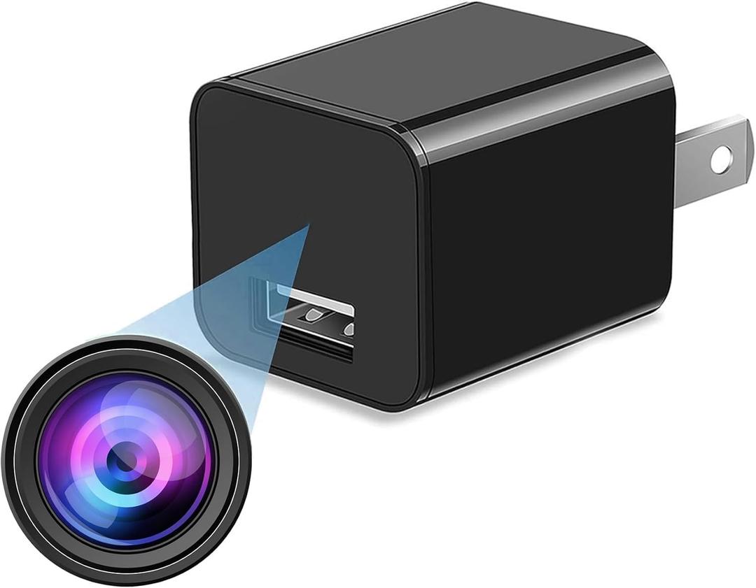 Asnaghi Camera Charger,HD 1080P, 64GB Nanny Cam Hidden Camera, Camera with Motion Detection,No Wi-Fi Needed