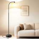 Arc Floor Lamp with Remote and Stepless Dimmable Bulb, Colors Temperature & Brightness Adjustable, Floor Lamps for Living Room（White Shade & Black Pole）