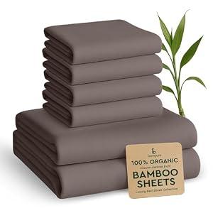 BAMPURE Luxury Series 6 Pcs Queen Sheet Set - 100% Pure Viscose Bamboo Sheets - Super Soft, Cooling for Hot Sleepers - Up to 16'' Deep Pocket (S Gray)