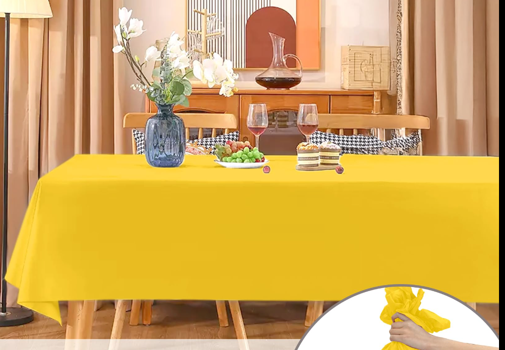 Slergut 6 Pack Plastic Table Cloth, Yellow Thick Table Cloth Rectangle Table Cover 54 x 108 Inch Disposable Waterproof Tablecloth for Parties Camping Decoration Slergut 6 Pack Plastic Table Cloth, Yellow Thick Table Cloth Rectangle Table Cover 54 x 108 Inch Disposable Waterproof Tablecloth for Parties Camping Decoration