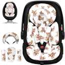 Infant Car Seat Insert with Removable Cushion for Preemie to Toddler, Reversible Newborn Carseat Insert for Baby Head Body Support, Fits for Stroller, Baby Swing, Bouncer (Teddy Bear)