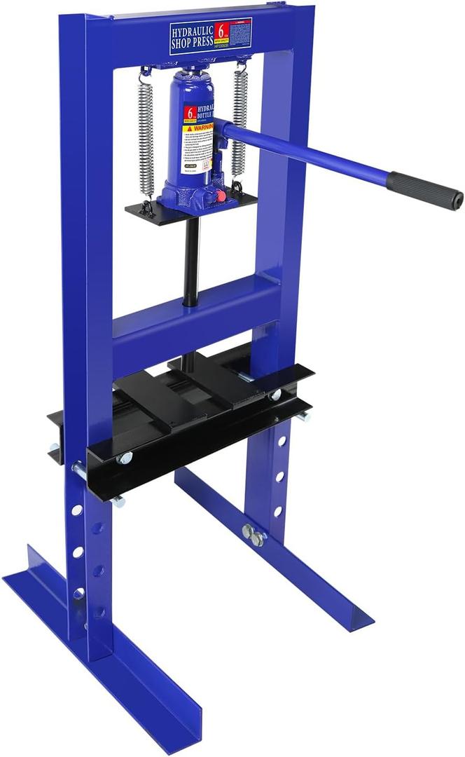 Hydraulic Press,6 Ton H-Frame Garage Floor Adjustable Shop Press with Stamping Plates to Bend, Straighten, Or Press Parts, Install Bearings & U-Joints