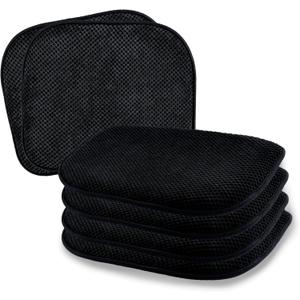 SWEMSTAR Chair Cushions - 15"*17" Kitchen Dining Chair Pads Foam Seat Cushion for Chairs Barstool Cushions Non Slip Seat Pad Set of 6 - Black