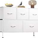 WLIVE White Dresser for Bedroom with 5 Drawers, Chest of Drawers, Fabric Small Dresser with Drawer Organizers, Storage Organizer Unit for Hallway, Entryway, Closets