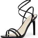 Strappy Heels for Women Stiletto High Heels Open Toe Ankle Strap Sexy Prom Dressy Comfortable Lace Up Heeled Sandals (7, Black)