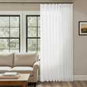 Ivory White Patio Sliding Door Curtains 100 Width 102 Inches Long Pinch Pleated Curtain Drape with Hooks Rings Light Filtering Semi Sheer Extra Wide 100x102 Drapes Panel for Living Dining Room Birch