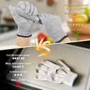 2 x Cut Resistant Gloves, Level 5, Non-Slip Grip, Machine Washable, for Kitchen, Oyster Shucking, Woodworking (Grey(female))