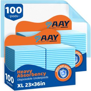 100 Count Disposable Beds Pads 23"x36",Premium Adults Incontinence Chucks Underpads,Super Absorbent Waterproof Pee Pads,Extra Large Puppy Training Pad,Baby Changing Pad