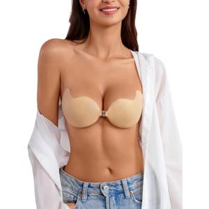 Rosefly Silicone Sticky Bra Push up for Women,Strapless Adhesive Bras, Invisible Seamless Silhouette for Dress