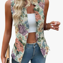 Blazers for Women 2025 Floral Single Breasted Sleeveless Blazer Trendy Jacket, 26 In Length