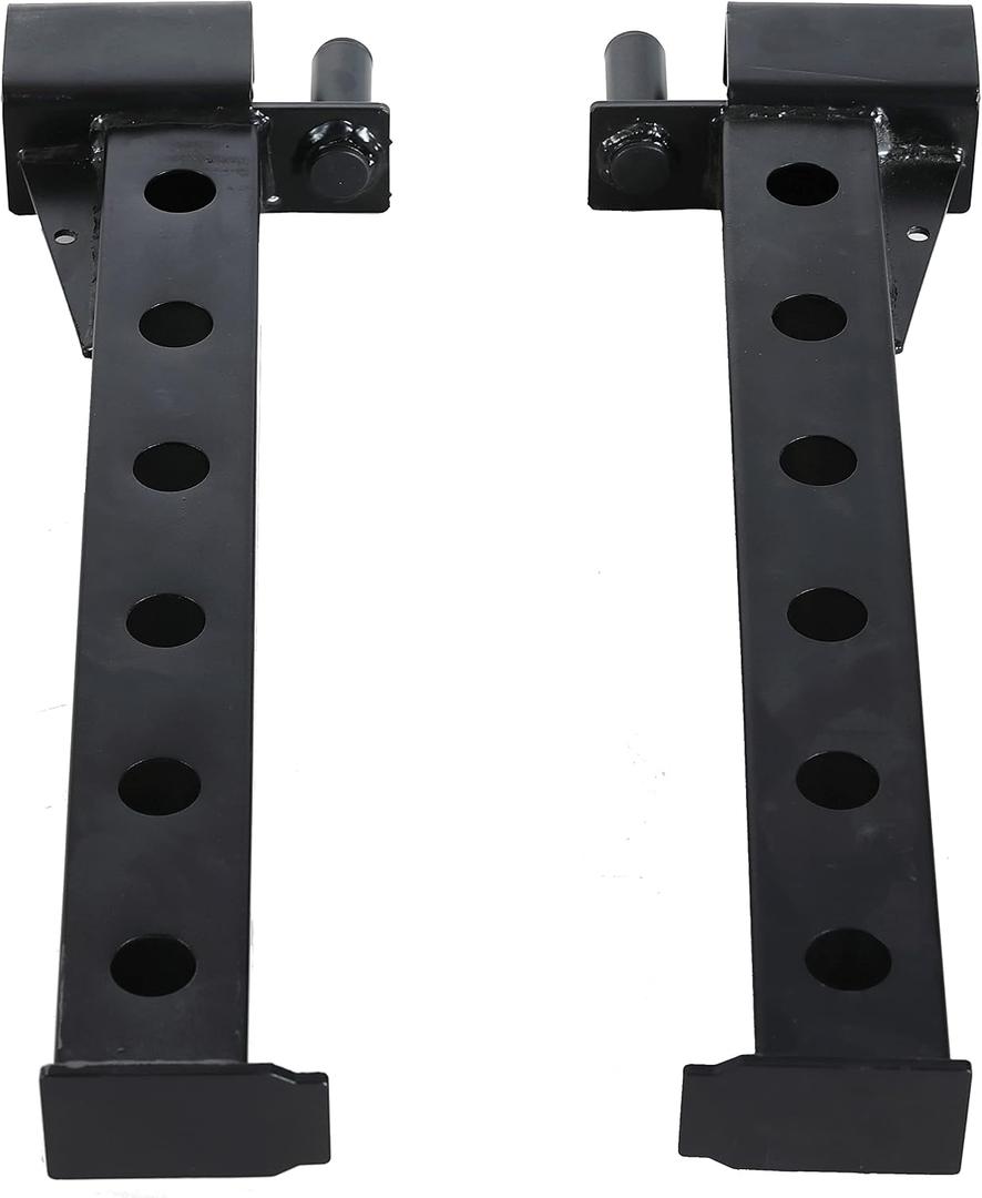HulkFit 2"x2" Multi-Function Adjustable Power Cage with J-Hooks, Safety Straps and Optional LAT Pulldown Attachment and Cable Crossover, Spotter Arms, Pair, Black