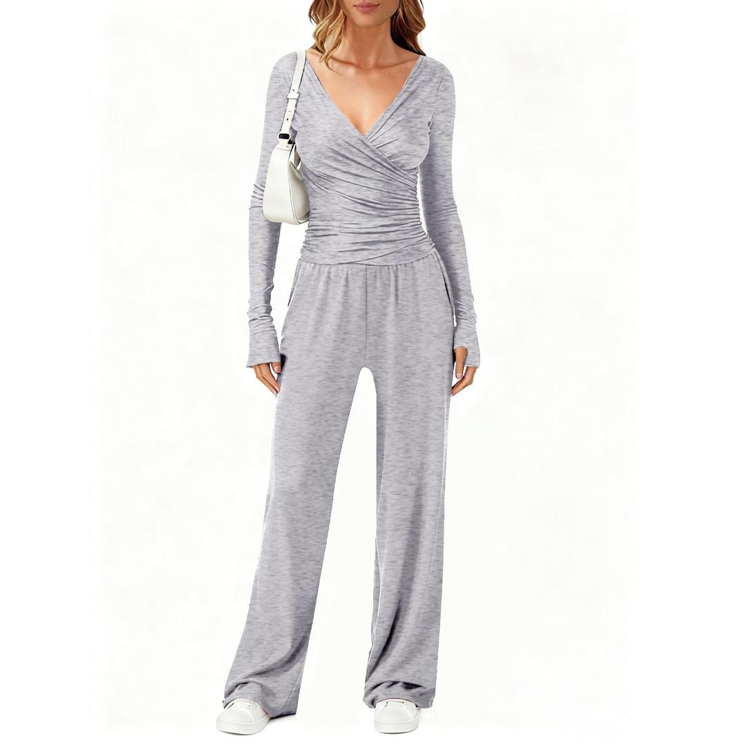 elselect Women's Fall Trendy 2 Piece Outfits Lounge Sets Long Sleeve Shirts Pants Matching Outfit Tracksuits Fashion Clothing, Size XX
