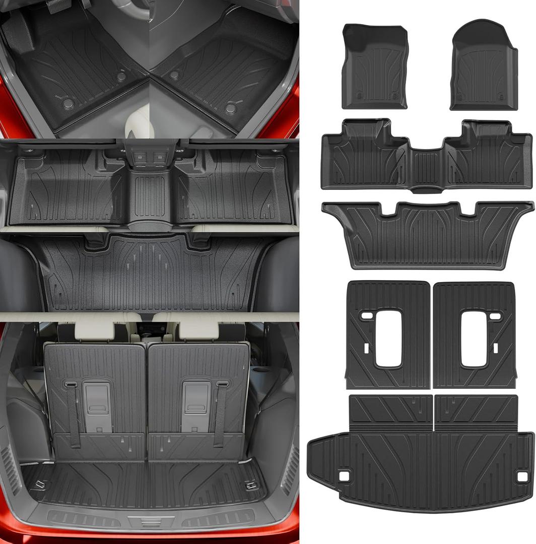 Floor Mats Compatible with 2016-2024 2025 Dodge Durango 6-Seater Trunk Mat Cargo Liner All Weather Back Seat Cover 2024 Durango Accessories (Trunk Mat+3rd Row Backrest Mats+Floor Mats)