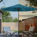 9FT Solar Umbrella 32 LED Lighted Patio Umbrella Table Market Umbrella w/Tilt and Crank, UV-Resistant Outdoor Umbrella for Pool, Garden, Deck, Lake Blue