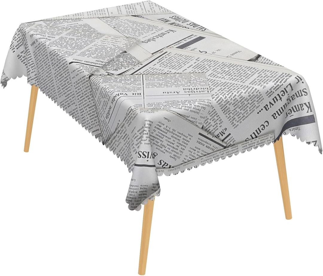 54x54 Inch Vintage Newspaper Linen Tablecloth Rectangle Old Historic Newspaper Durable Tablecloths Farmhouse Thickened Washable Table Cover for Kitchen Home Dining Caf Party Outdoor