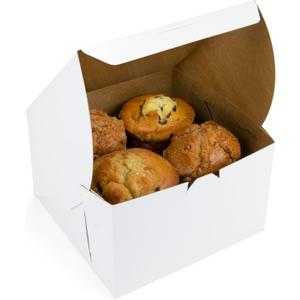 FC Meyer Bakery Boxes - Reversible 6 Classic Box For Pastries & Cookies, Secure Your Bakery Box With Special Side Panel Clips & A Front Tuck Lock, Made In USA, Size 6 x 6 x 3 (Pack of 50)