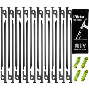 20 Pack 12 inch Tent Stakes Heavy Duty Metal Tent Pegs for Camping Steel Tent Pegs Unbreakable and Inflexible
