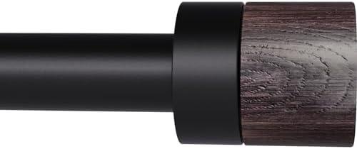 Wood Curtain Rods for Windows: 1 Inch Diameter Heavy Duty Adjustable Curtain Rod 32" to 45", Decorative Single Window Curtain Rods with Imitation Wood Grain Finials,Window Drapery Rod for Bedroom