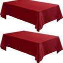 Fitable 2 Pack Faux Linen Christmas Tablecloths, Burlap Textured Fabric Table Clothes Rectangle, Rustic Decorative Table Covers for Winter Holiday Dinner Party Farmhouse (Red, 60 x 84 Inch)