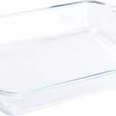 GenericJINCHENGYU 2.6QT Clear Rectangular Tempered Glass Baking Dish, Glass Casserole Pan Bakeware for Oven, Refrigerator, Dishwasher Safe