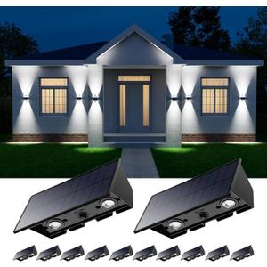 12 Pack Solar Up and Down Wall Lights Outdoor Decorative Fence Mount LED Lamps for Outside Deck, Porch, Patio, Backyard, Garden, IP65 Waterproof and Durable Materials for Long Term Use (Cool White)