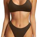 SUUKSESS Women High Waisted Thong Bikini Set Reversible String 2 Piece Swimsuit (Medium)