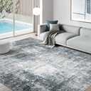 Area Rug Living Room Rugs - 8x10 Modern Abstract Large Soft Machine Washable Rug Stain Resistant Non-Slip Low Pile Accent Carpet for Indoor Bedroom Dining Room Home Studio Office - Blue/Grey